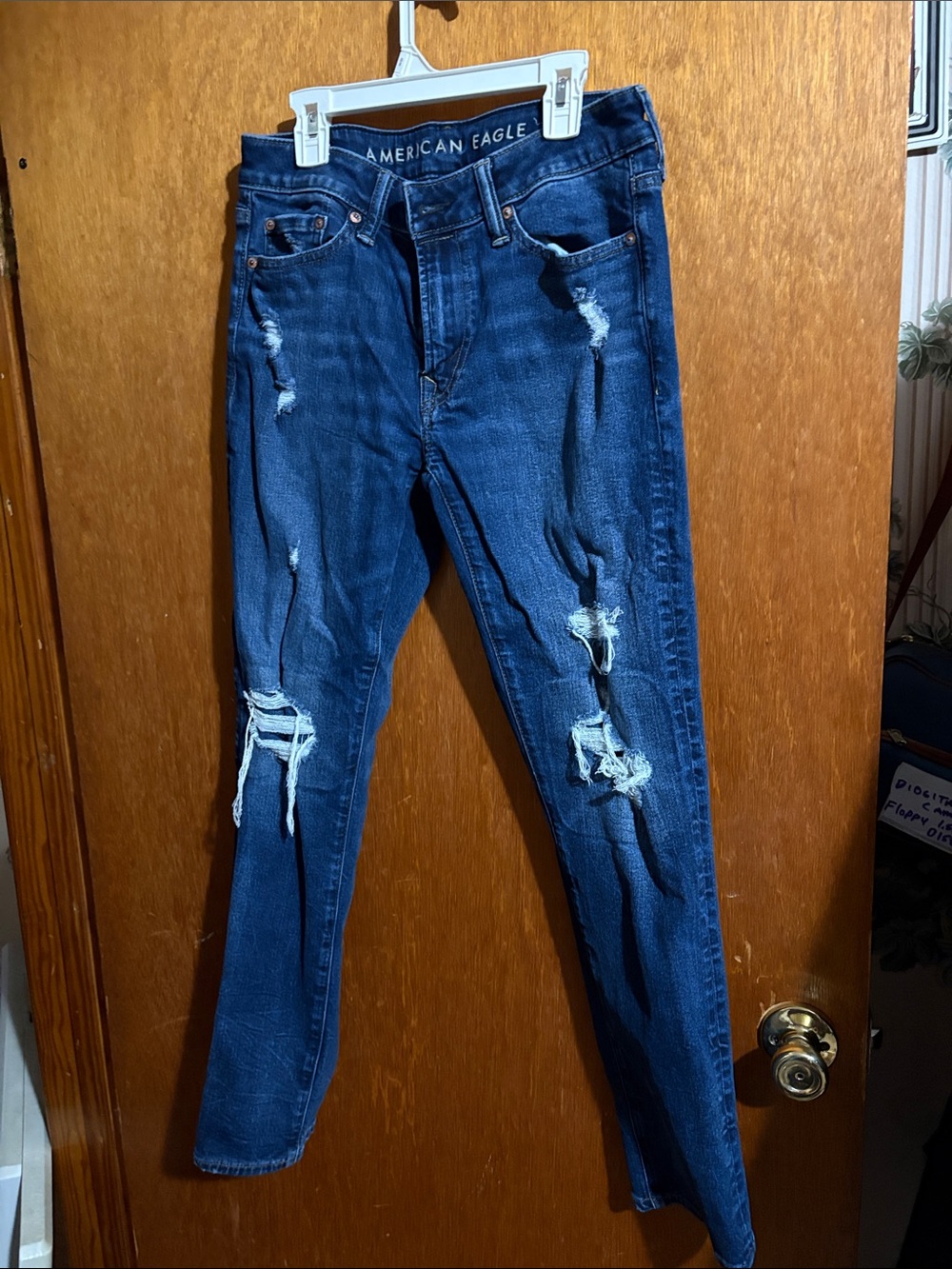 American Eagle Outfitters Dark Blue Ripped Skinny Jeans